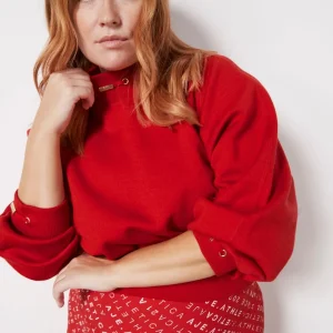 New Aje ATHLETICA Cropped Knit Funnel Neck Jumper 408 Garnet Red