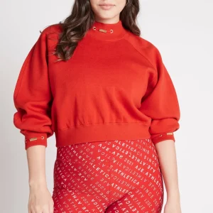 New Aje ATHLETICA Cropped Knit Funnel Neck Jumper 408 Garnet Red