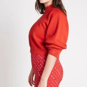 New Aje ATHLETICA Cropped Knit Funnel Neck Jumper 408 Garnet Red