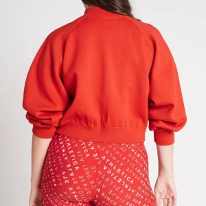 New Aje ATHLETICA Cropped Knit Funnel Neck Jumper 408 Garnet Red