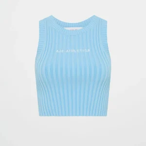 Fashion Aje ATHLETICA Cropped Knitted Logo Tank 135 Ice Blue