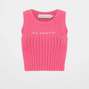 Flash Sale Aje ATHLETICA Cropped Knitted Logo Tank 135 Rouge Pink