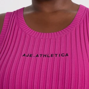 Shop Aje ATHLETICA Cropped Knitted Logo Tank 135 Power Pink