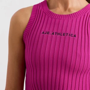 Shop Aje ATHLETICA Cropped Knitted Logo Tank 135 Power Pink