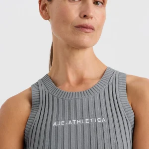 Clearance Aje ATHLETICA Cropped Knitted Logo Tank 135 Slate Surge