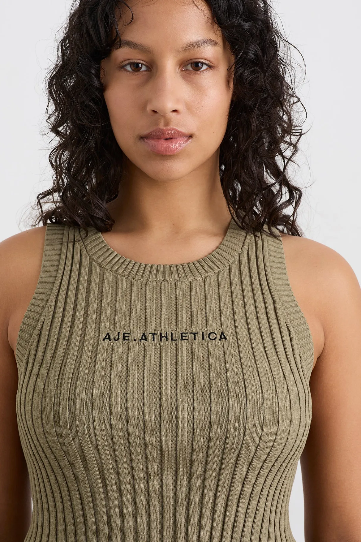 cropped_knitted_logo_tank__3.webp Fashion Aje ATHLETICA Cropped Knitted Logo Tank 135 Soft Khaki/Black