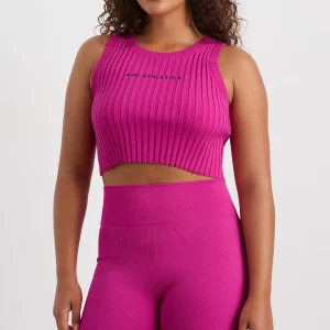 Shop Aje ATHLETICA Cropped Knitted Logo Tank 135 Power Pink