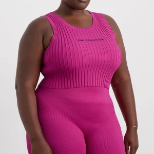 Shop Aje ATHLETICA Cropped Knitted Logo Tank 135 Power Pink