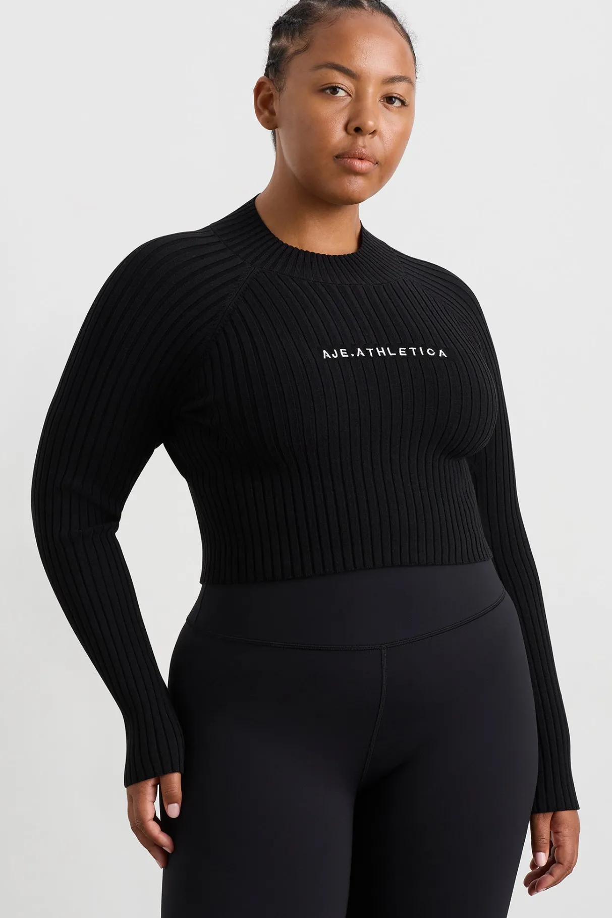 cropped_knitted_long_sleeve_top__10.webp Outlet Aje ATHLETICA Cropped Knitted Long Sleeve Top 437 Black