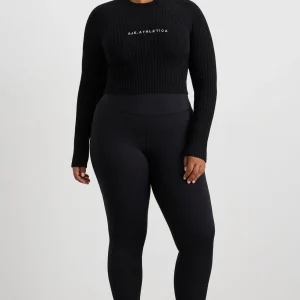 Outlet Aje ATHLETICA Cropped Knitted Long Sleeve Top 437 Black