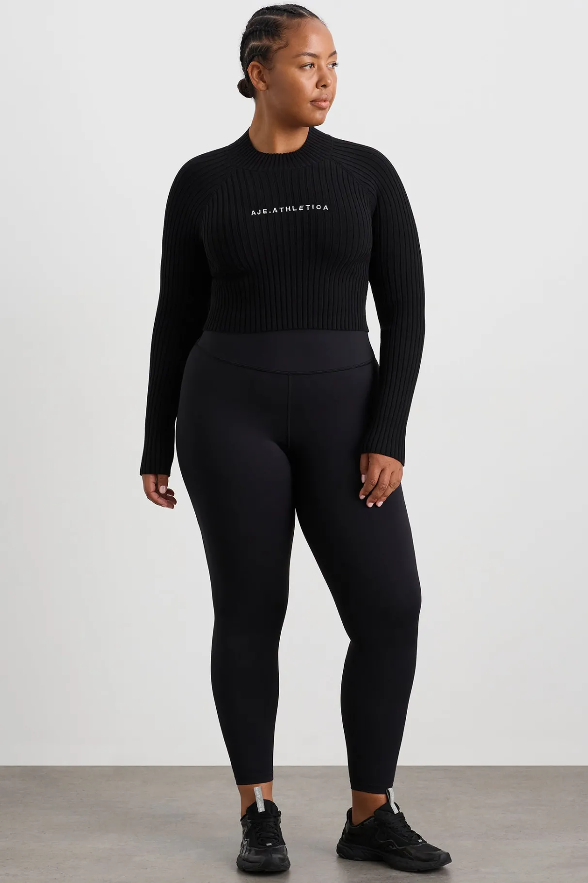 cropped_knitted_long_sleeve_top__11.webp Outlet Aje ATHLETICA Cropped Knitted Long Sleeve Top 437 Black