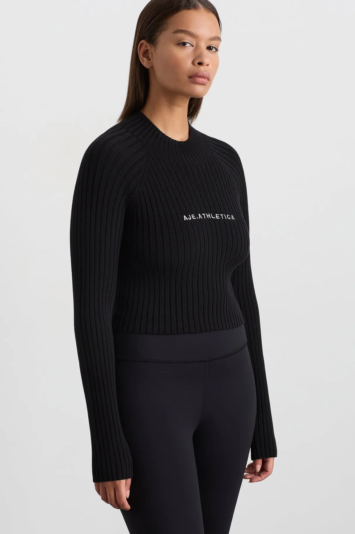 cropped_knitted_long_sleeve_top__5.webp Outlet Aje ATHLETICA Cropped Knitted Long Sleeve Top 437 Black