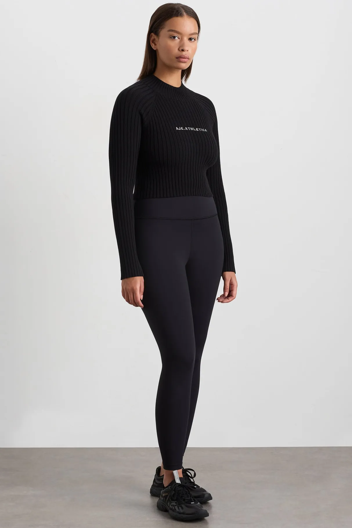 cropped_knitted_long_sleeve_top__6.webp Outlet Aje ATHLETICA Cropped Knitted Long Sleeve Top 437 Black