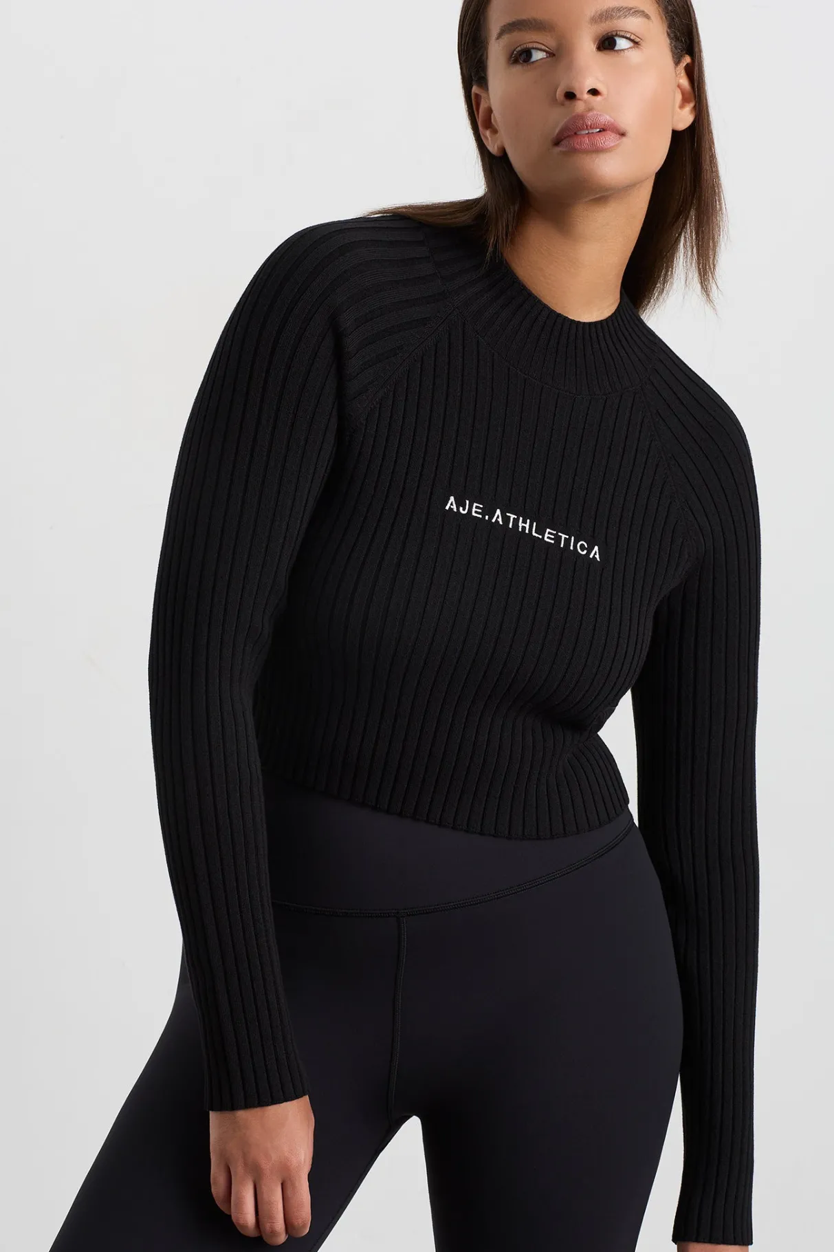 cropped_knitted_long_sleeve_top__8.webp Outlet Aje ATHLETICA Cropped Knitted Long Sleeve Top 437 Black