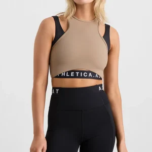 Best Sale Aje ATHLETICA Cropped Layered Sport Tank 159 Dune/Black