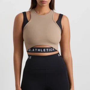 Best Sale Aje ATHLETICA Cropped Layered Sport Tank 159 Dune/Black