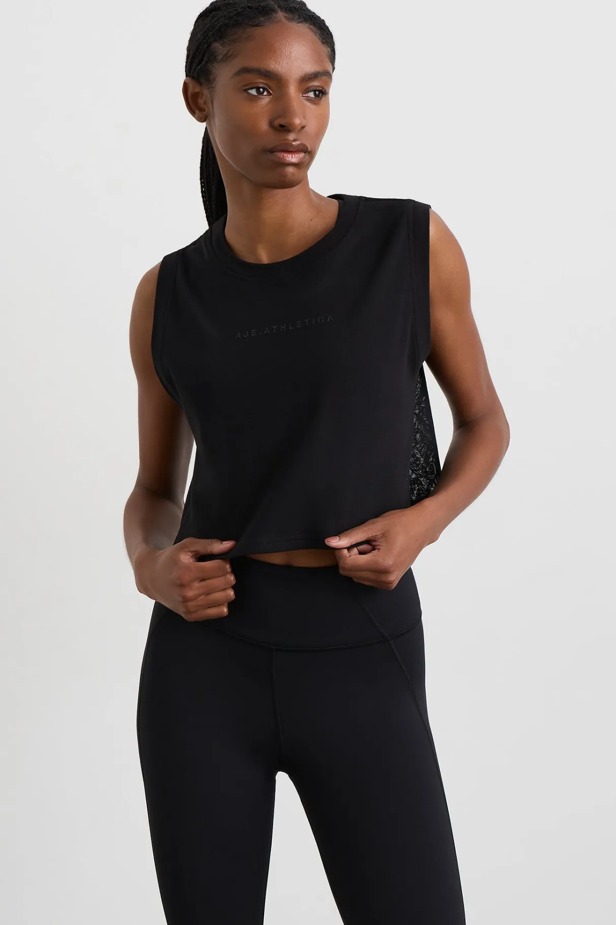 cropped_logo_mesh_boxy_tank__0.webp Best Sale Aje ATHLETICA Cropped Logo Mesh Boxy Tank 146 Black