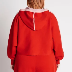 Cheap Aje ATHLETICA Cropped Logotape Long Sleeve Hoodie 409 Garnet Red/Rose Quartz