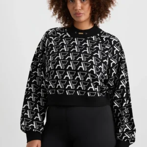 Clearance Aje ATHLETICA Cropped Monogram Sweater 408 Monogram Intarsia