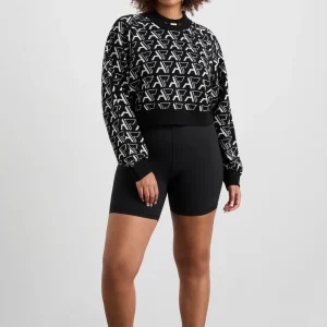 Clearance Aje ATHLETICA Cropped Monogram Sweater 408 Monogram Intarsia