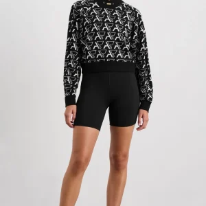 Clearance Aje ATHLETICA Cropped Monogram Sweater 408 Monogram Intarsia