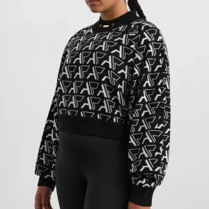 Clearance Aje ATHLETICA Cropped Monogram Sweater 408 Monogram Intarsia