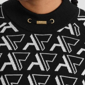 Clearance Aje ATHLETICA Cropped Monogram Sweater 408 Monogram Intarsia