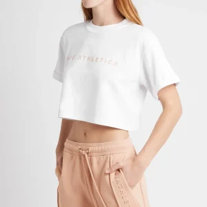 New Aje ATHLETICA Cropped Signature Logo T-Shirt 104 White/Sand