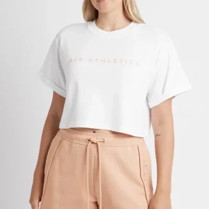 New Aje ATHLETICA Cropped Signature Logo T-Shirt 104 White/Sand