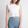 Cheap Aje ATHLETICA Cropped Split Back Tank 112 White/Storm Blue