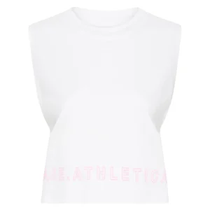 New Aje ATHLETICA Cropped Split Back Tank 112 White/Dahlia Pink
