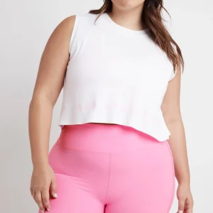 New Aje ATHLETICA Cropped Split Back Tank 112 White/Dahlia Pink