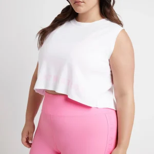 New Aje ATHLETICA Cropped Split Back Tank 112 White/Dahlia Pink