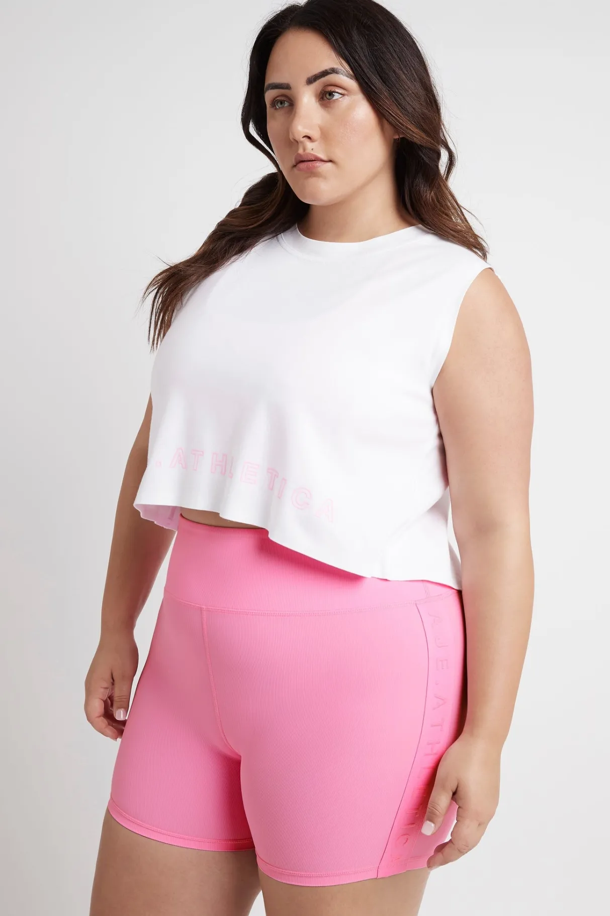 cropped_split_back_tank__13.webp New Aje ATHLETICA Cropped Split Back Tank 112 White/Dahlia Pink