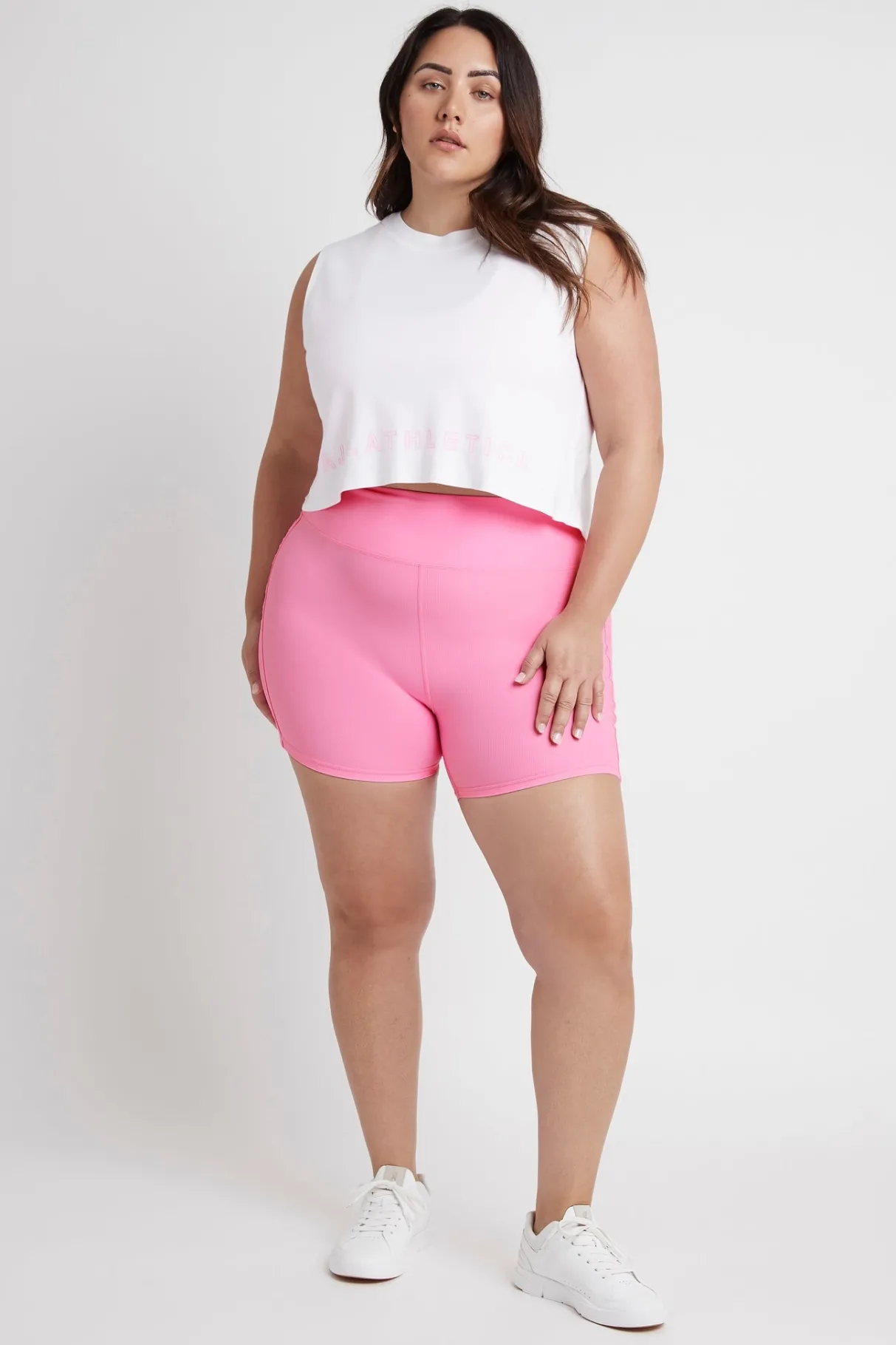 cropped_split_back_tank__16.webp New Aje ATHLETICA Cropped Split Back Tank 112 White/Dahlia Pink