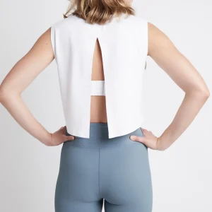 Cheap Aje ATHLETICA Cropped Split Back Tank 112 White/Storm Blue
