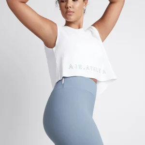 Cheap Aje ATHLETICA Cropped Split Back Tank 112 White/Storm Blue