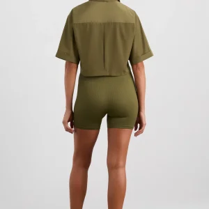 Flash Sale Aje ATHLETICA Cropped Spray Shirt 441 Deep Khaki