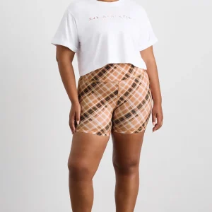 Best Sale Aje ATHLETICA Cropped Tee 105 White Blurred Tan Check