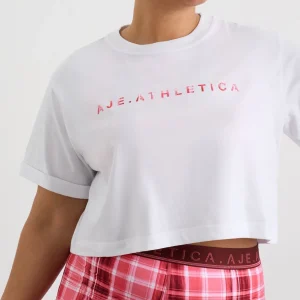 Flash Sale Aje ATHLETICA Cropped Tee 105 White Blurred Pink Check