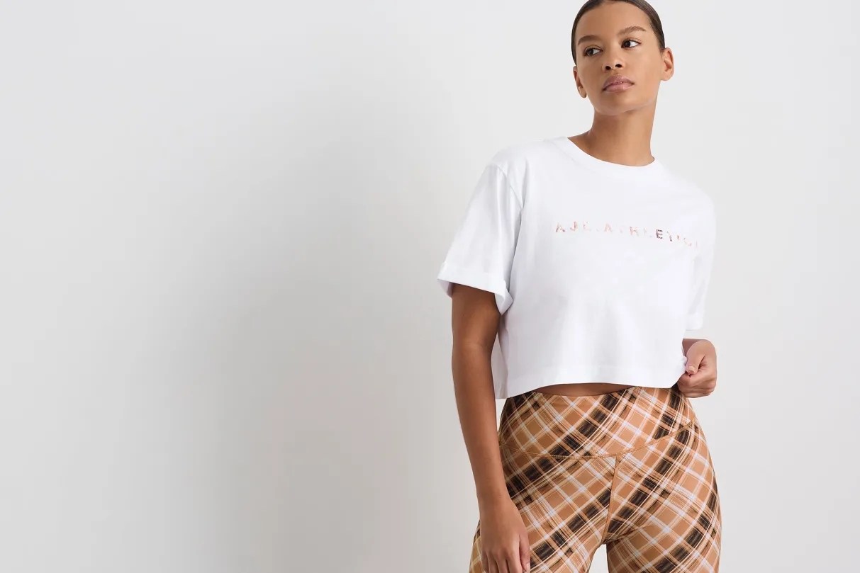 cropped_tee__16-1.webp Best Sale Aje ATHLETICA Cropped Tee 105 White Blurred Tan Check