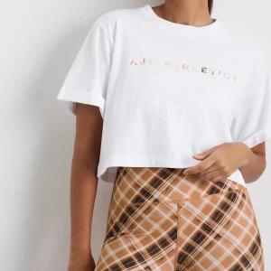 Best Sale Aje ATHLETICA Cropped Tee 105 White Blurred Tan Check