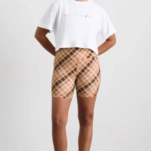Best Sale Aje ATHLETICA Cropped Tee 105 White Blurred Tan Check