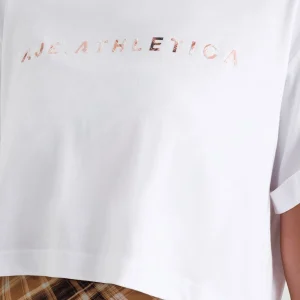 Best Sale Aje ATHLETICA Cropped Tee 105 White Blurred Tan Check