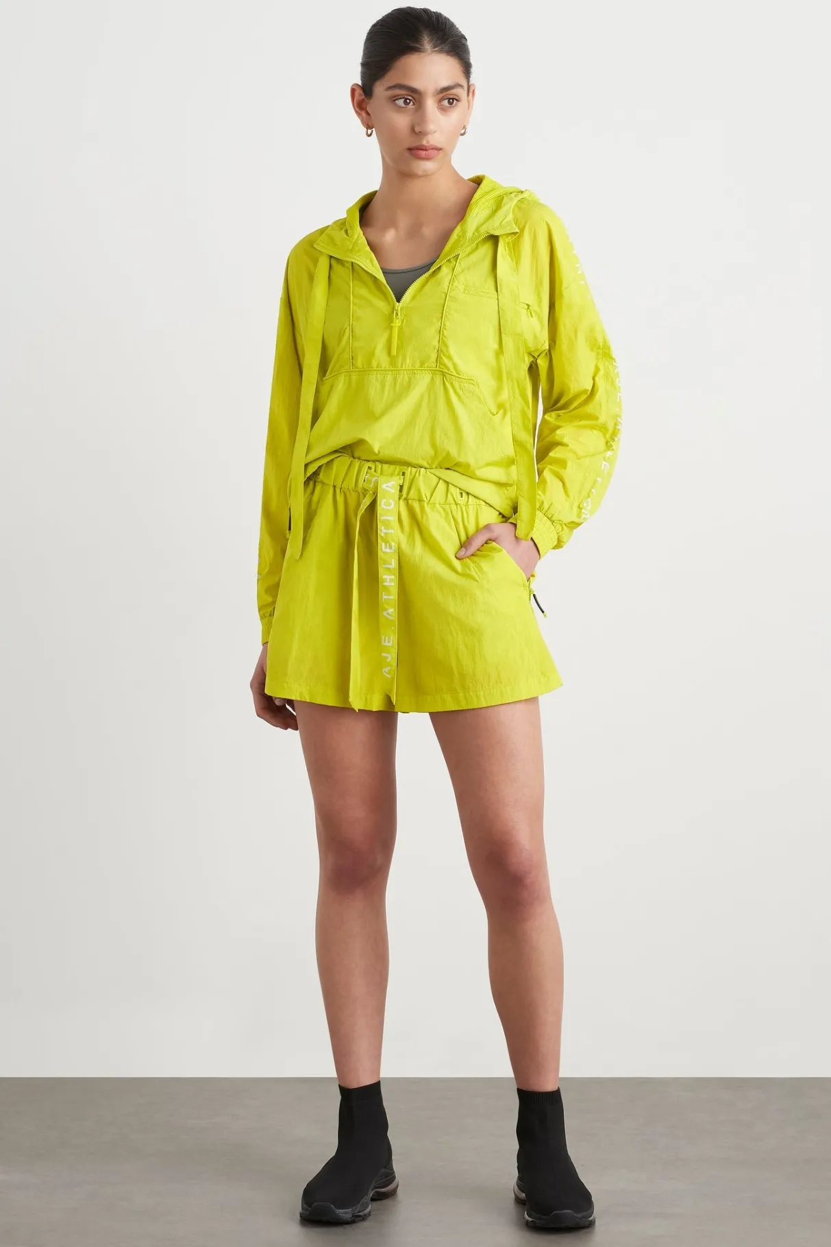 cropped_windbreaker_jacket__2.webp Sale Aje ATHLETICA Cropped Windbreaker Jacket 702 Citrus Yellow/Wht