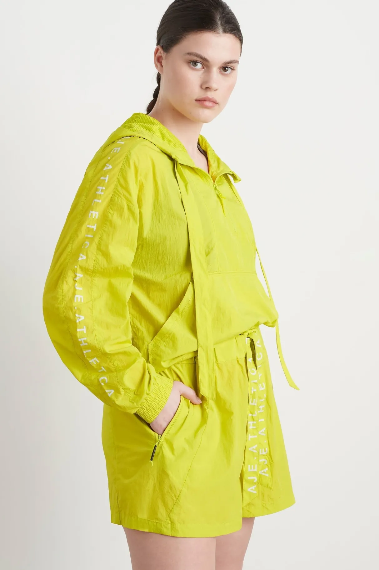cropped_windbreaker_jacket__5.webp Sale Aje ATHLETICA Cropped Windbreaker Jacket 702 Citrus Yellow/Wht