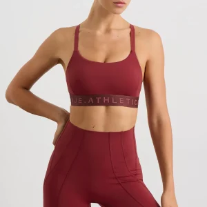 Clearance Aje ATHLETICA Cross Back Bra 359 Plum Red