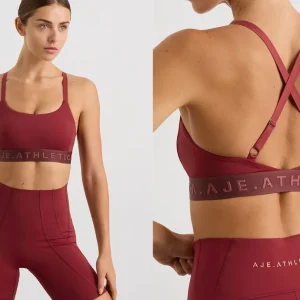 Clearance Aje ATHLETICA Cross Back Bra 359 Plum Red