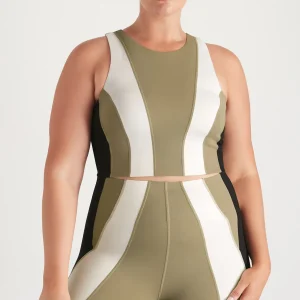 Online Aje ATHLETICA Cross Back Crop Top 316 Soft Khaki Multi