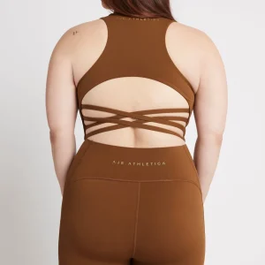 Shop Aje ATHLETICA Cross Back Crop Top 316 Coffee/Gold